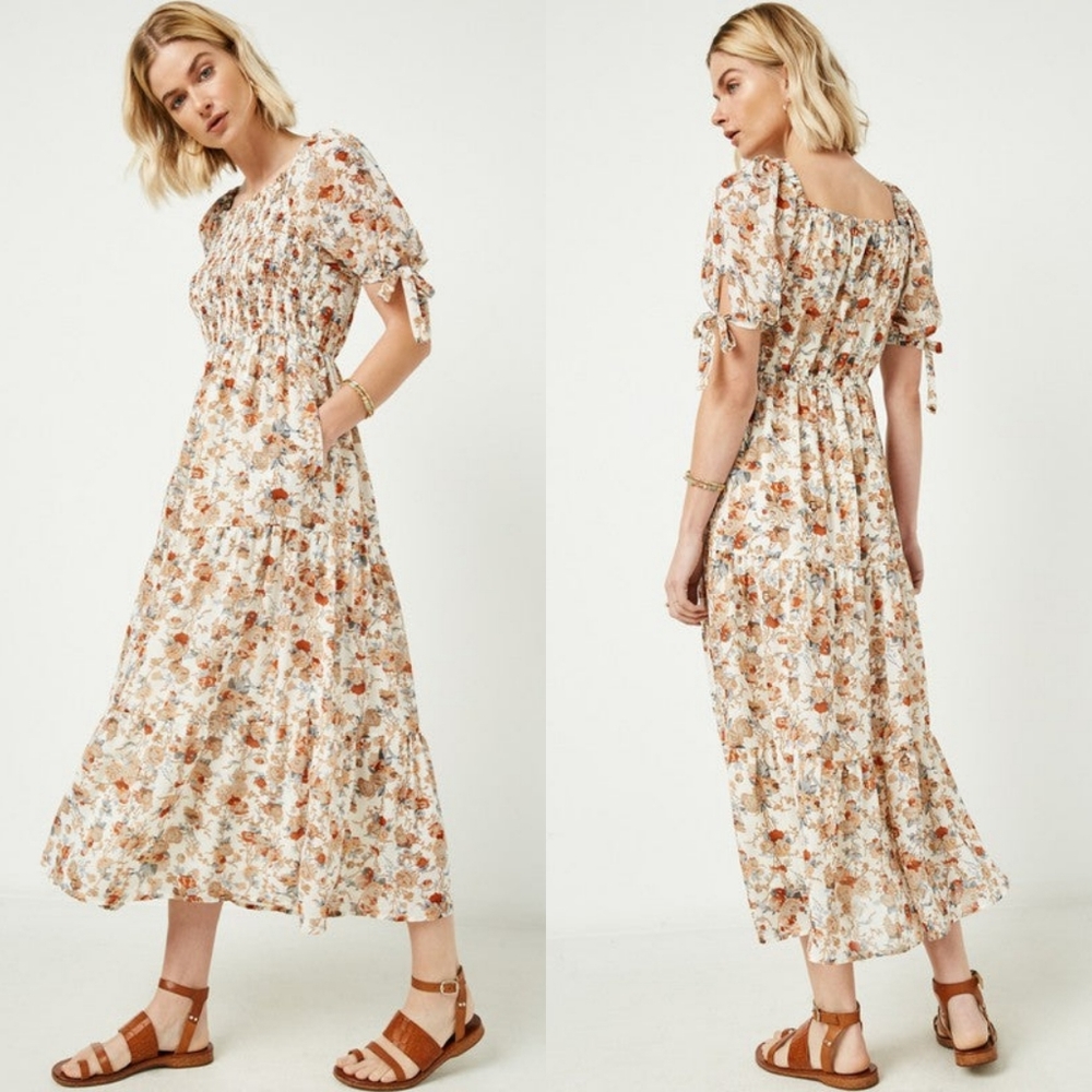 Floral midi dress with pockets